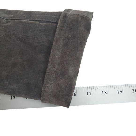 QPS Quality Price Style Vintage Leather Jacket Womens Medium Gray Suede V-Neck - Picture 8 of 8